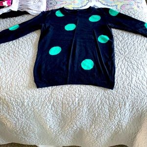 Navy and green polka dot sweater